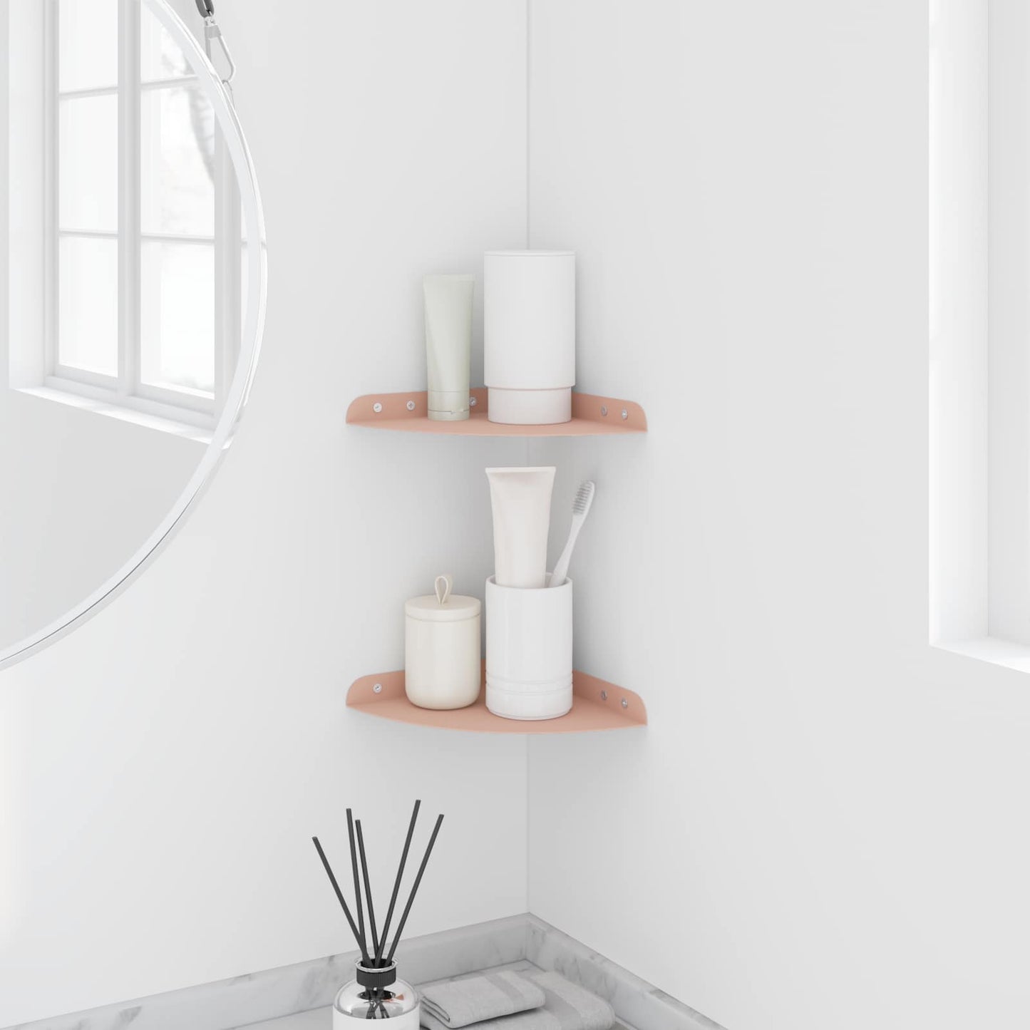 Floating Shelf with Shelf 2 pcs Pink 18 x 18 x 2 cm