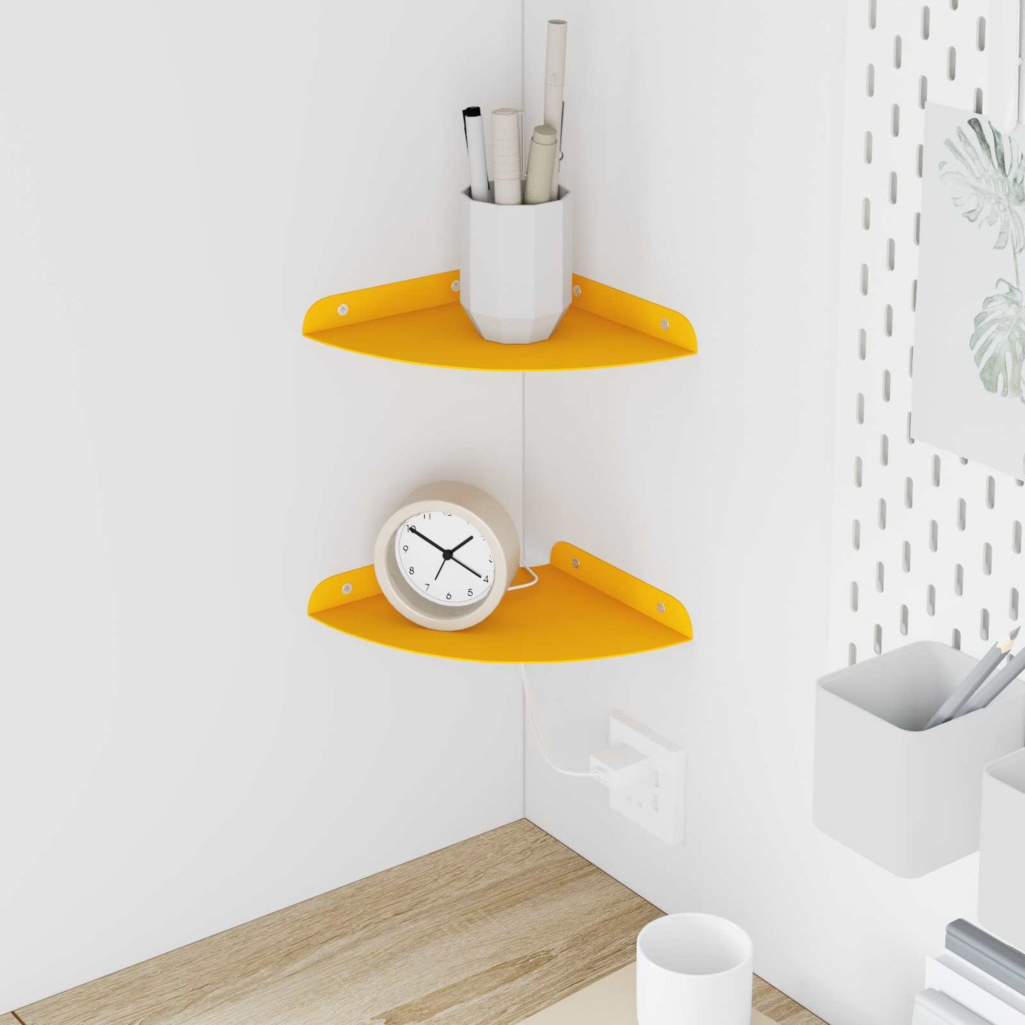 Floating Shelf with Shelf 2 pcs Mustard Yellow 18 x 18 x 2 cm