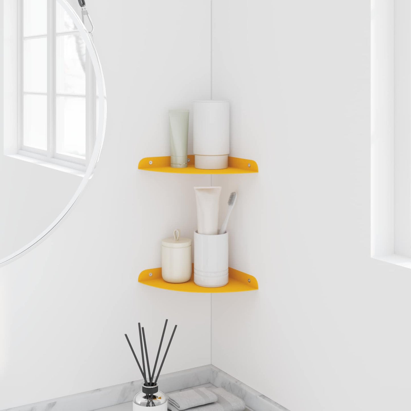 Floating Shelf with Shelf 2 pcs Mustard Yellow 18 x 18 x 2 cm
