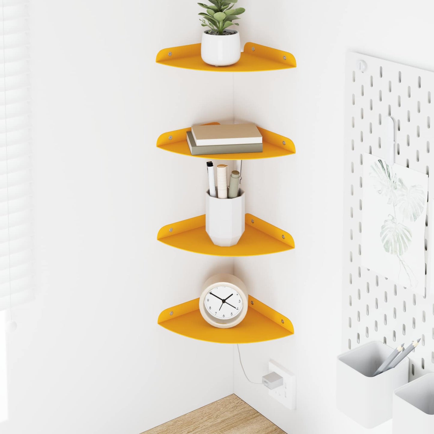 Floating Shelf with Shelf 4 pcs Mustard Yellow 18 x 18 x 2 cm