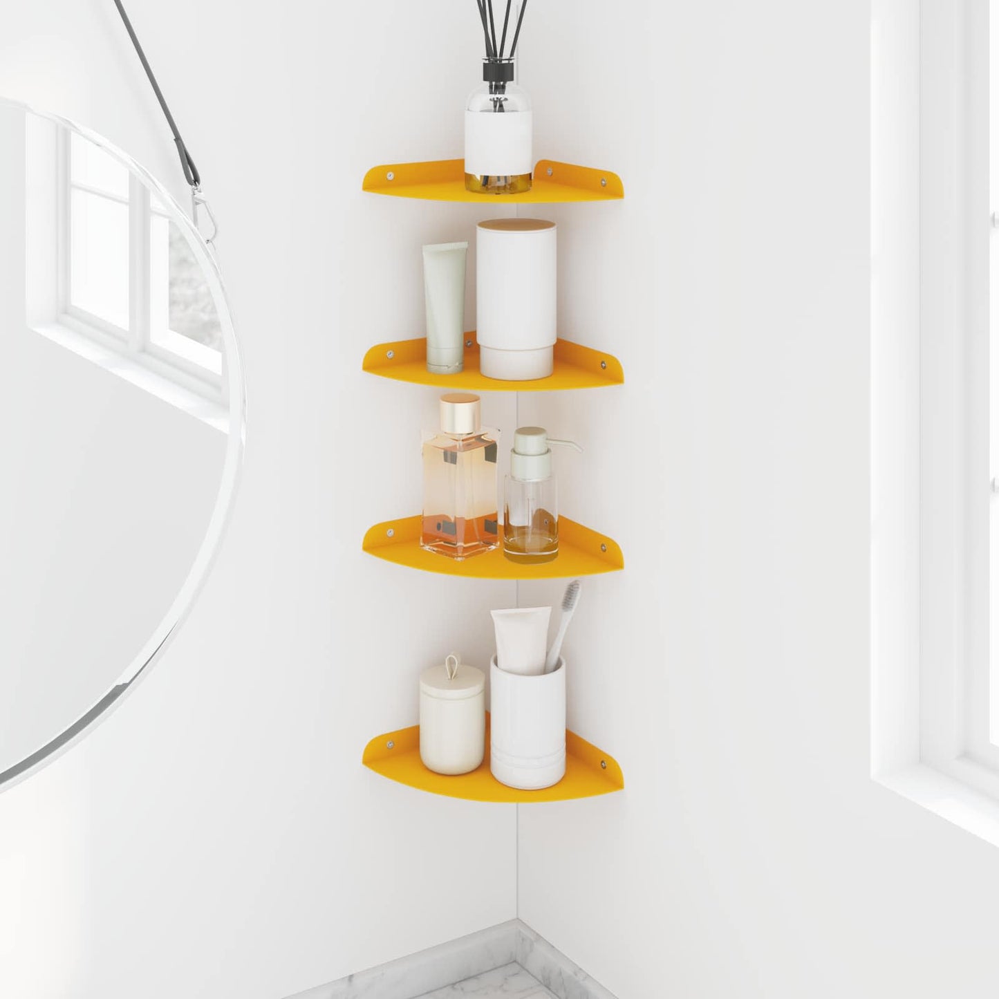 Floating Shelf with Shelf 4 pcs Mustard Yellow 18 x 18 x 2 cm