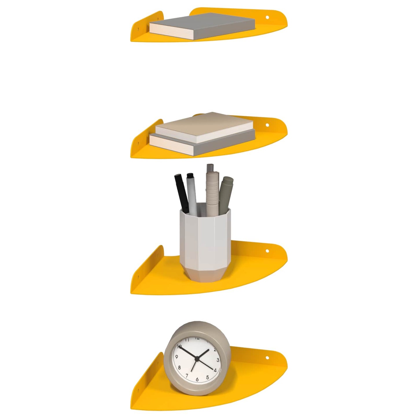 Floating Shelf with Shelf 4 pcs Mustard Yellow 18 x 18 x 2 cm