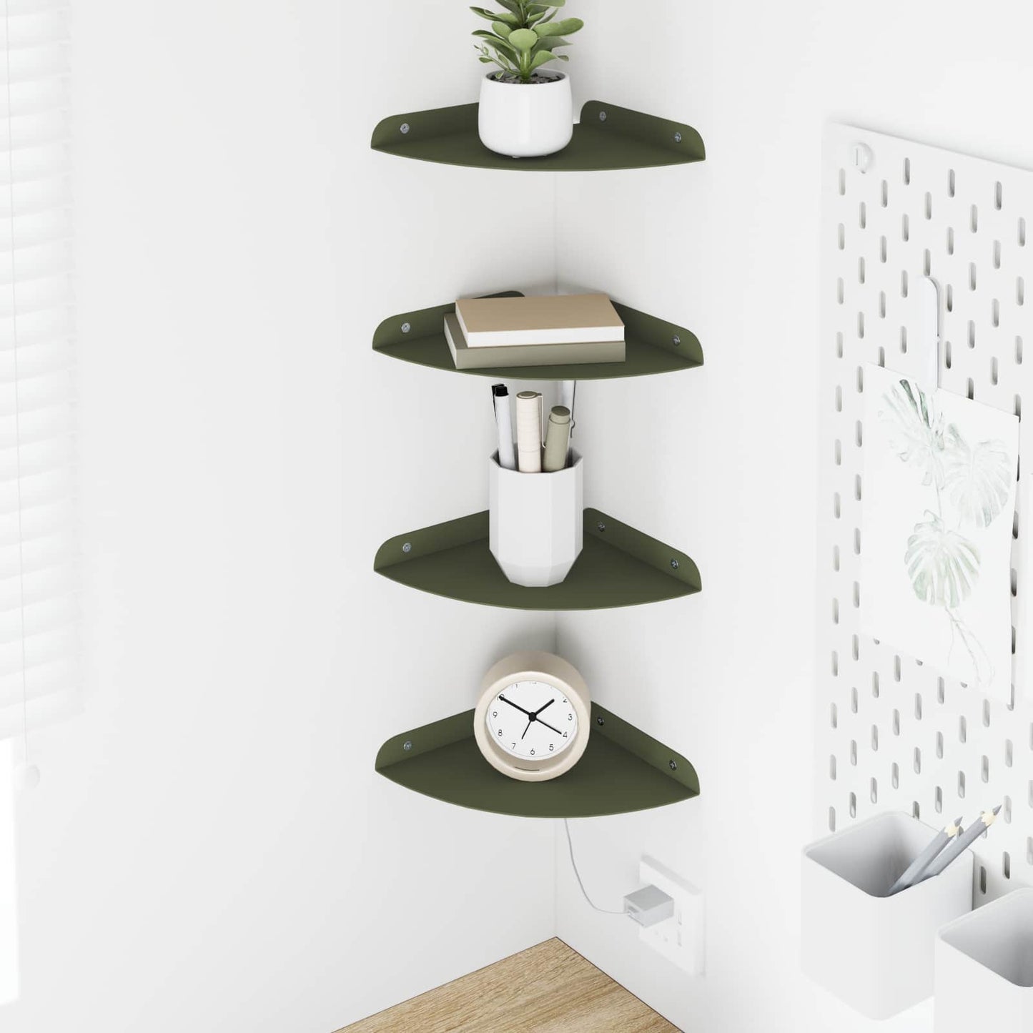 Floating Shelf with Shelf 4 pcs Olive Green 18 x 18 x 2 cm