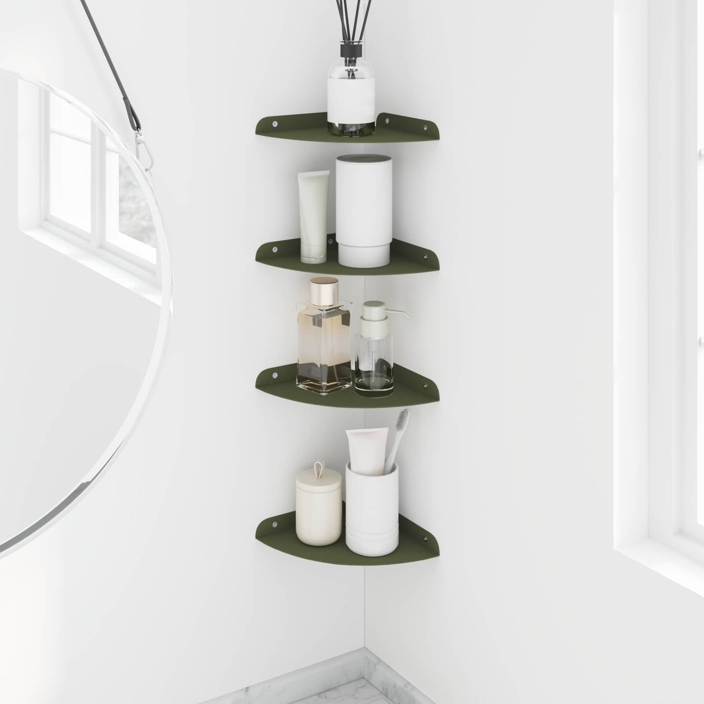 Floating Shelf with Shelf 4 pcs Olive Green 18 x 18 x 2 cm