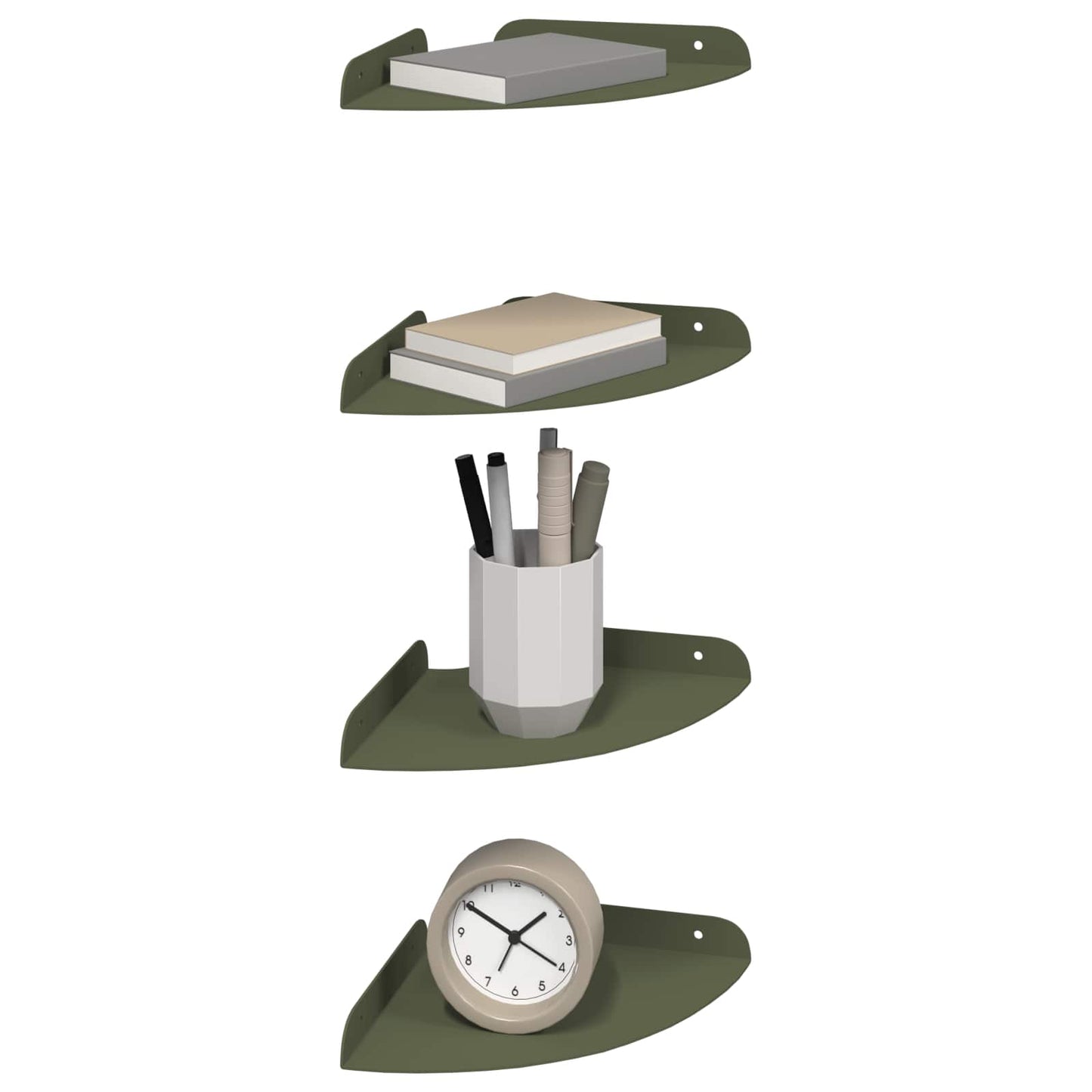Floating Shelf with Shelf 4 pcs Olive Green 18 x 18 x 2 cm