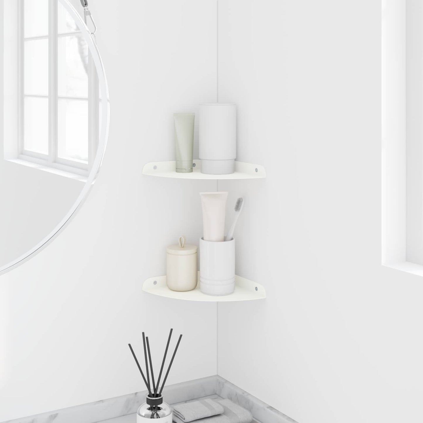 Floating Shelf with Shelf 2 pcs White 18 x 18 x 2 cm