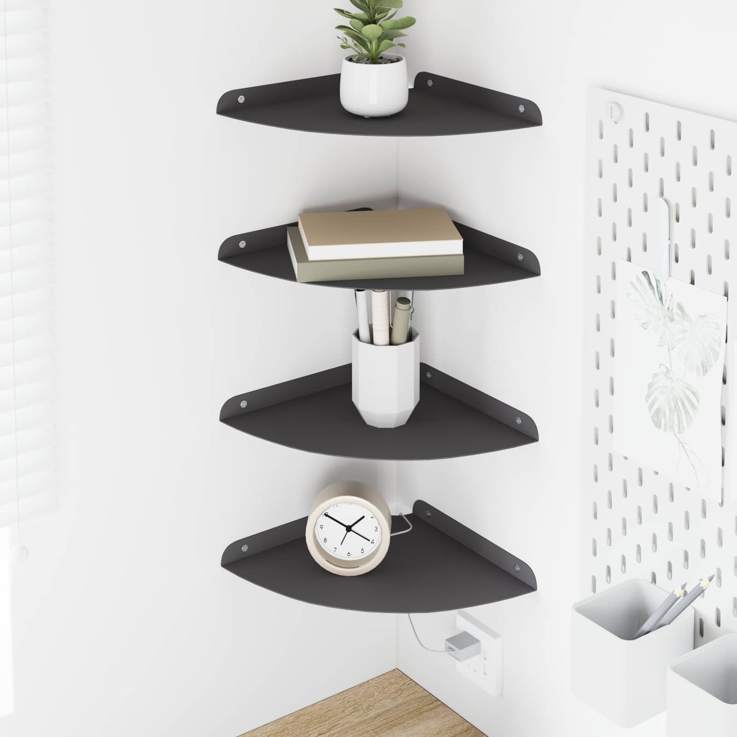 Floating Shelf with Shelf 4 pcs Black 24 x 24 x 2 cm