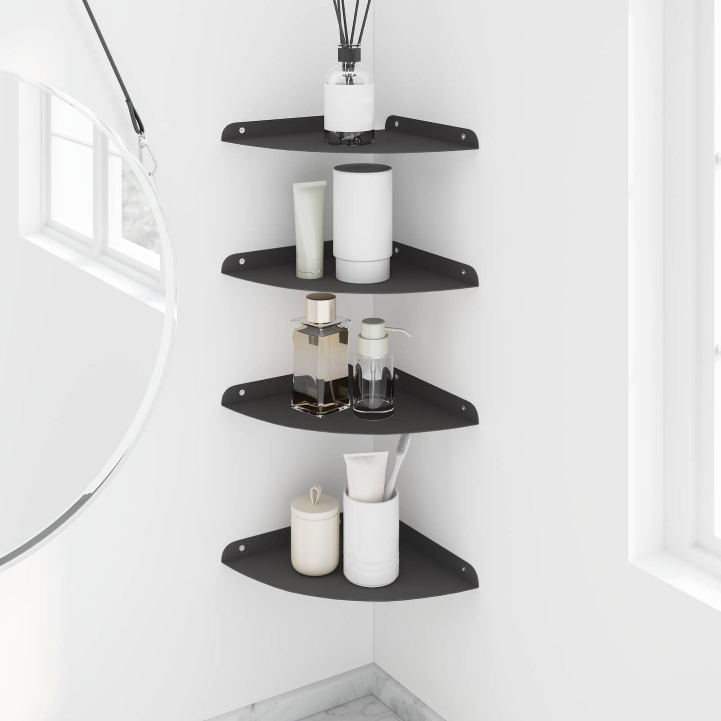 Floating Shelf with Shelf 4 pcs Black 24 x 24 x 2 cm