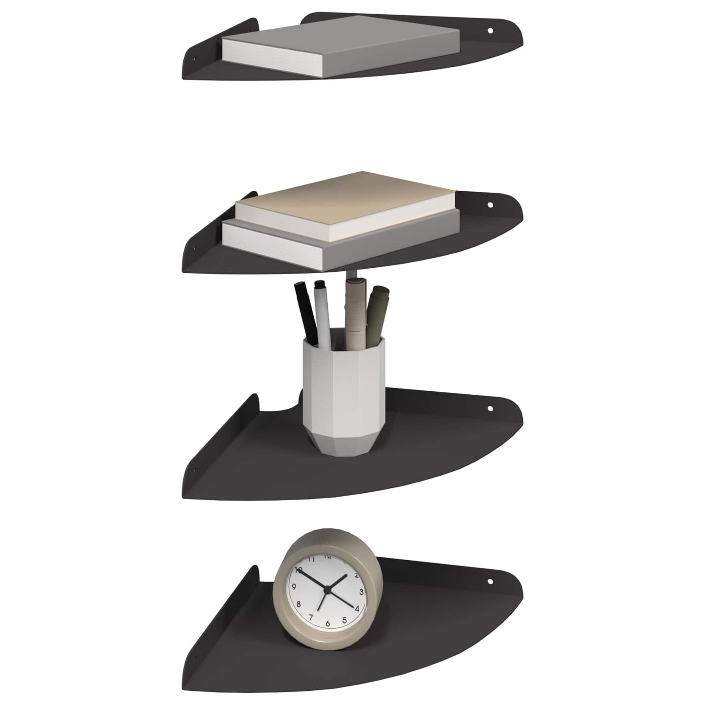 Floating Shelf with Shelf 4 pcs Black 24 x 24 x 2 cm