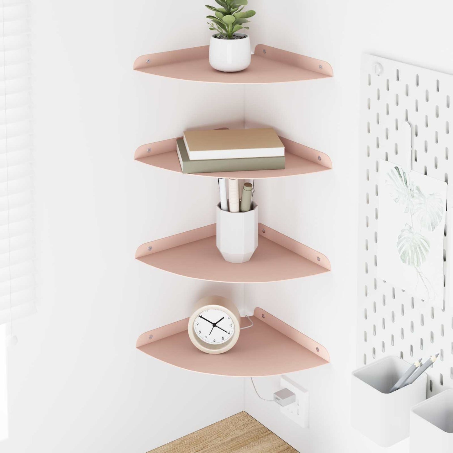 Floating Shelf with Shelf 4 pcs Pink 24 x 24 x 2 cm
