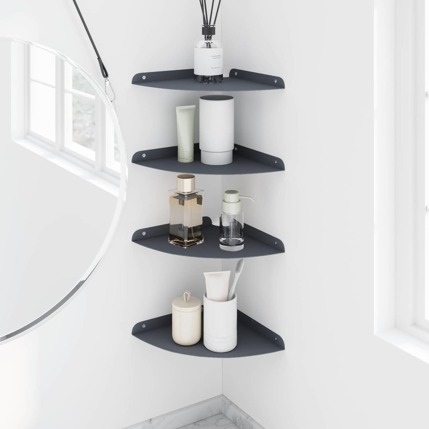 Floating Shelf with Shelf 4 pcs Anthracite 24 x 24 x 2.3 cm