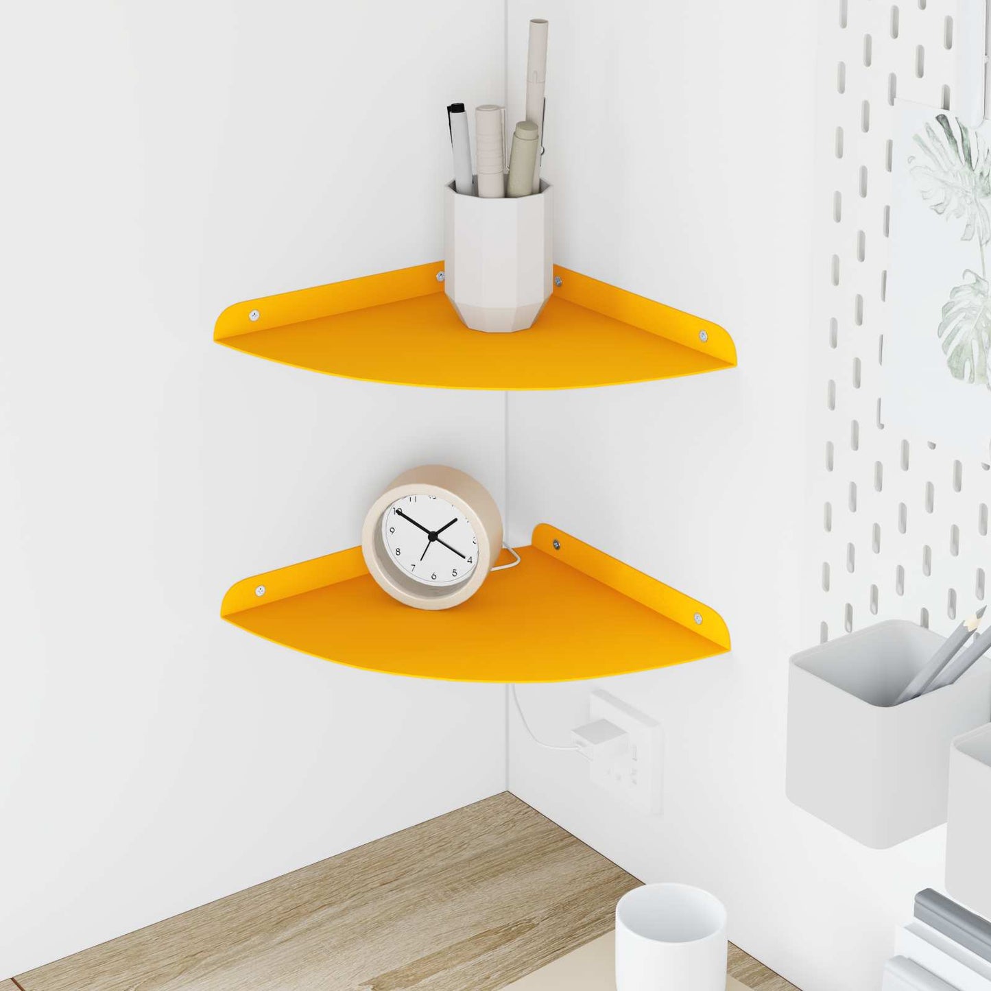 Floating Shelf with Shelf 2 pcs Mustard Yellow 24 x 24 x 2 cm