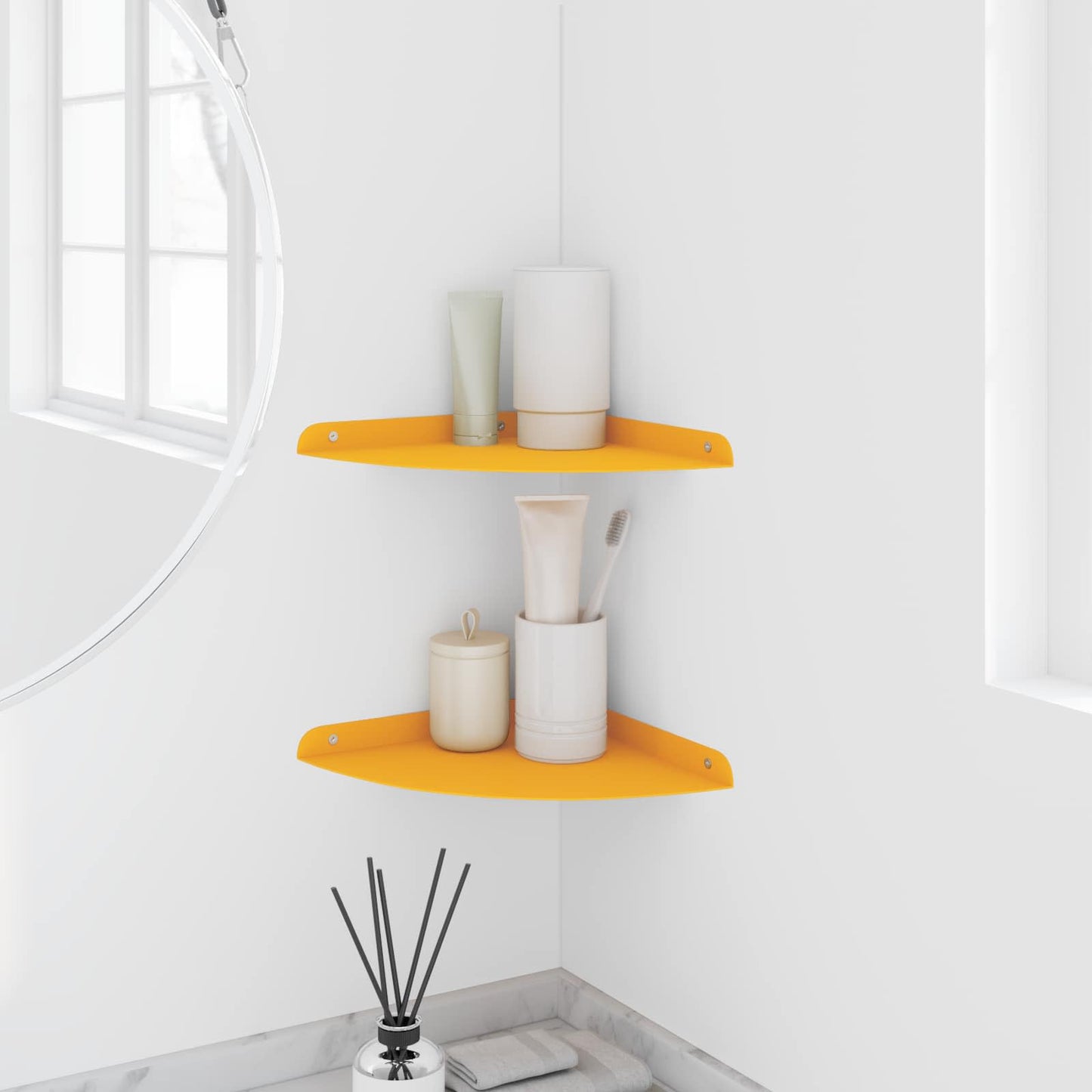 Floating Shelf with Shelf 2 pcs Mustard Yellow 24 x 24 x 2 cm