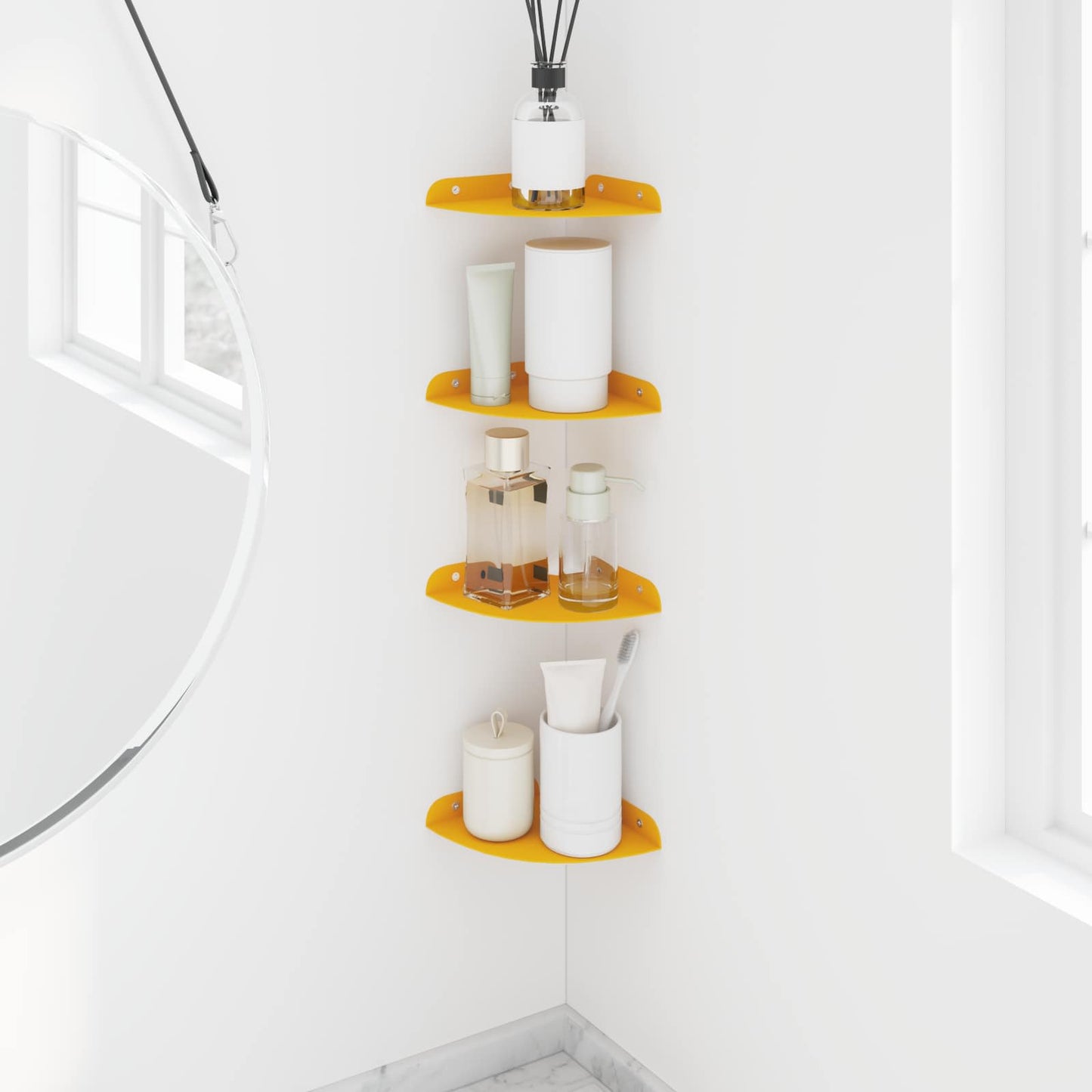 Floating Shelf with Shelf 4 pcs Mustard Yellow 24 x 24 x 2 cm