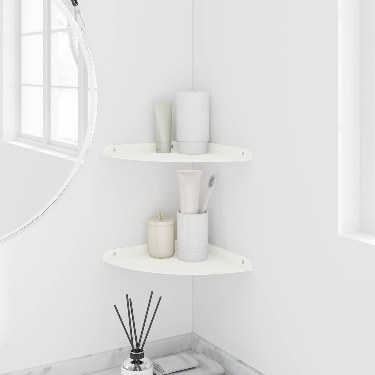 Floating Shelf with Shelf 2 pcs White 24 x 24 x 2 cm
