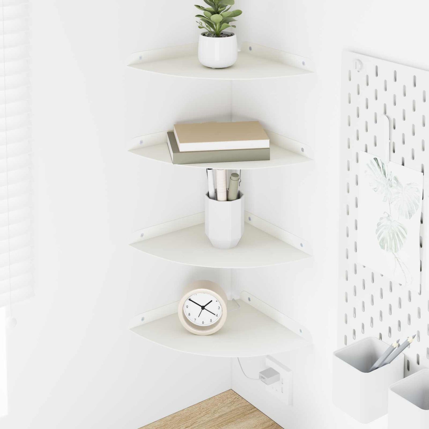 Floating Shelf with Shelf 4 pcs White 24 x 24 x 2 cm
