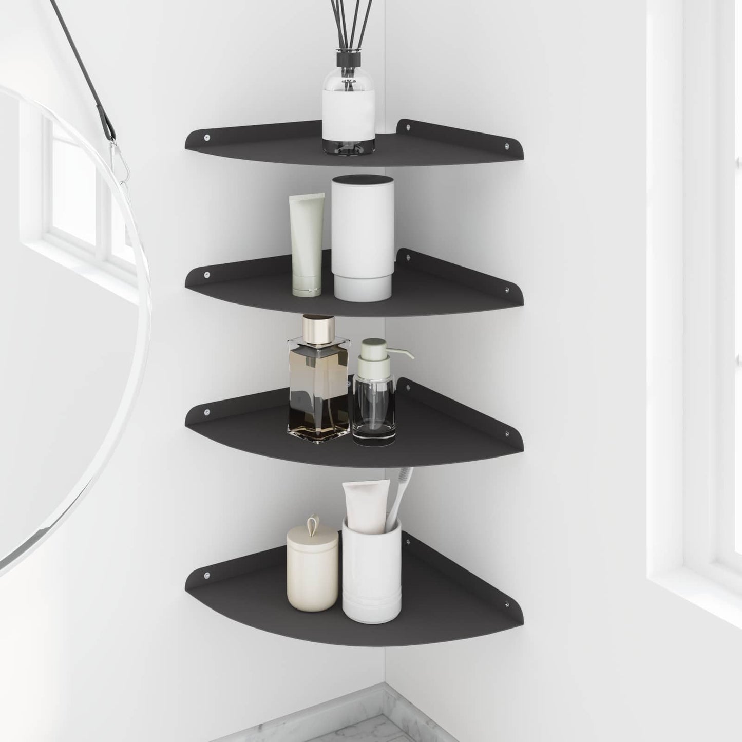 Floating Shelf with Shelf 4 pcs Black 30 x 30 x 2 cm