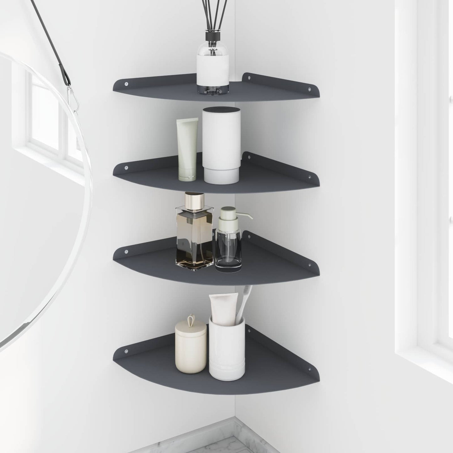 Floating Shelf with Shelf 4 pcs Anthracite 30 x 30 x 2 cm