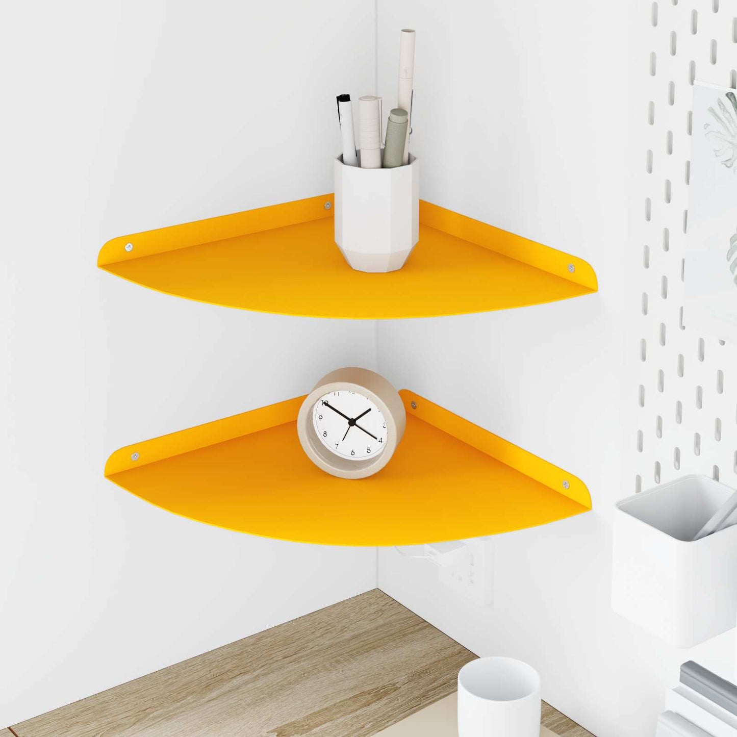 Floating Shelf with Shelf 2 pcs Mustard Yellow 30 x 30 x 2 cm