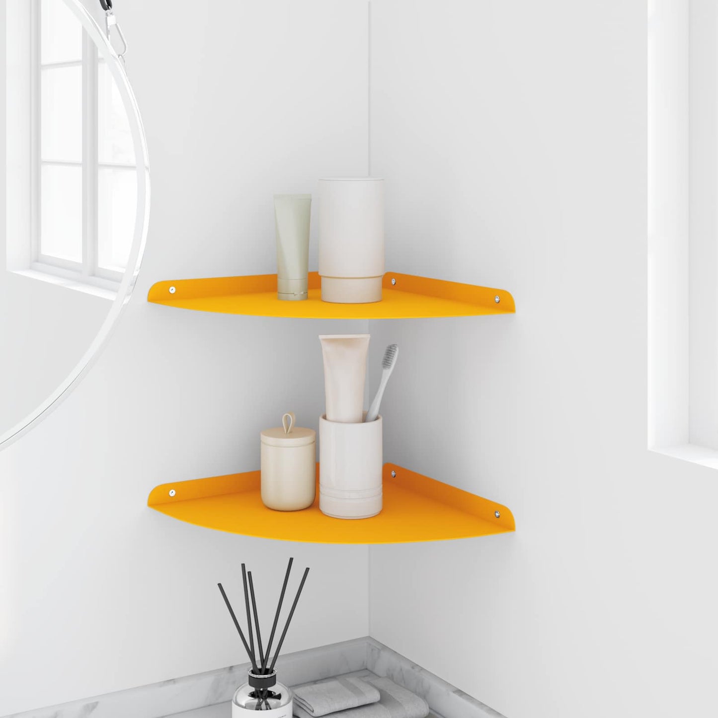 Floating Shelf with Shelf 2 pcs Mustard Yellow 30 x 30 x 2 cm