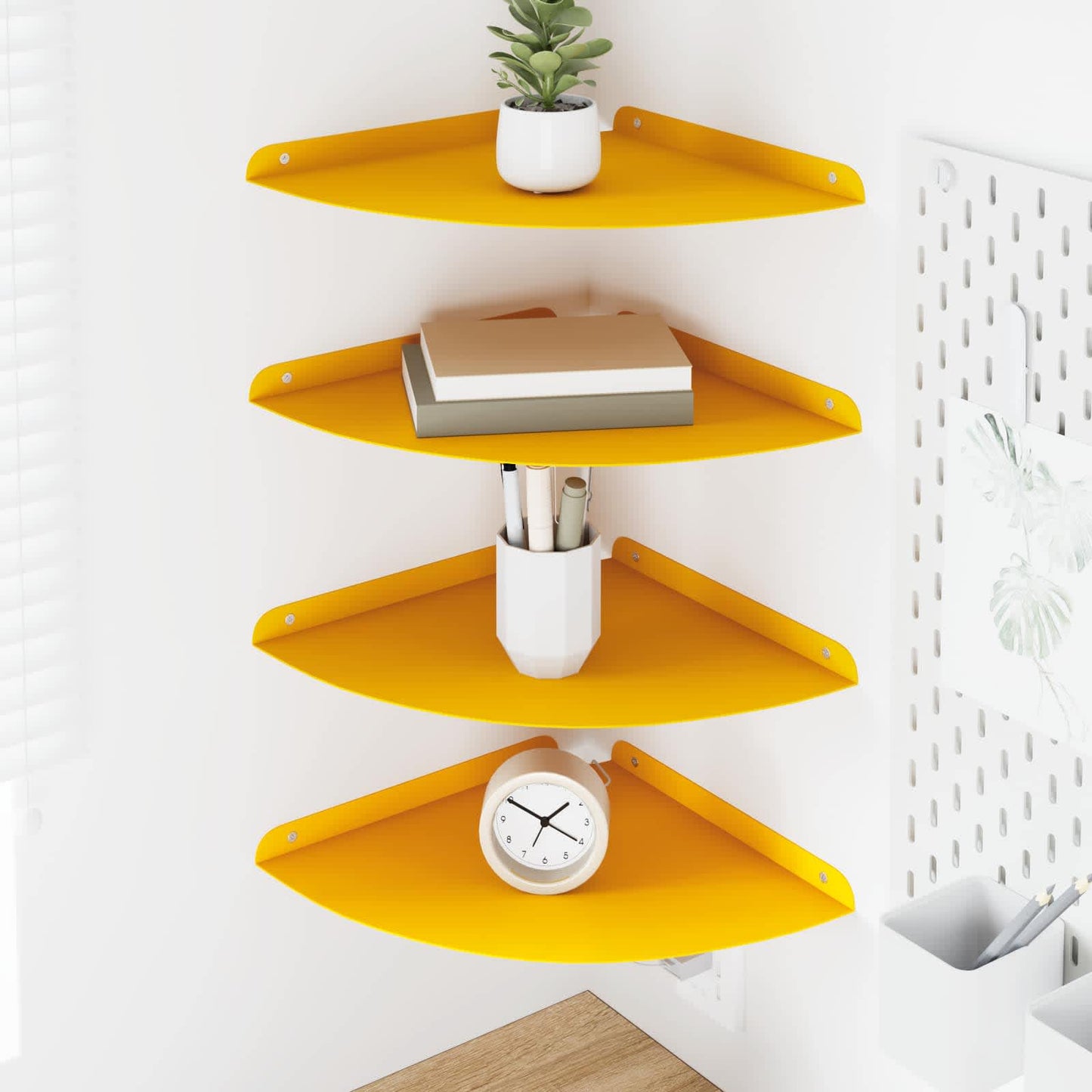 Floating Shelf with Shelf 4 pcs Mustard Yellow 30 x 30 x 2 cm