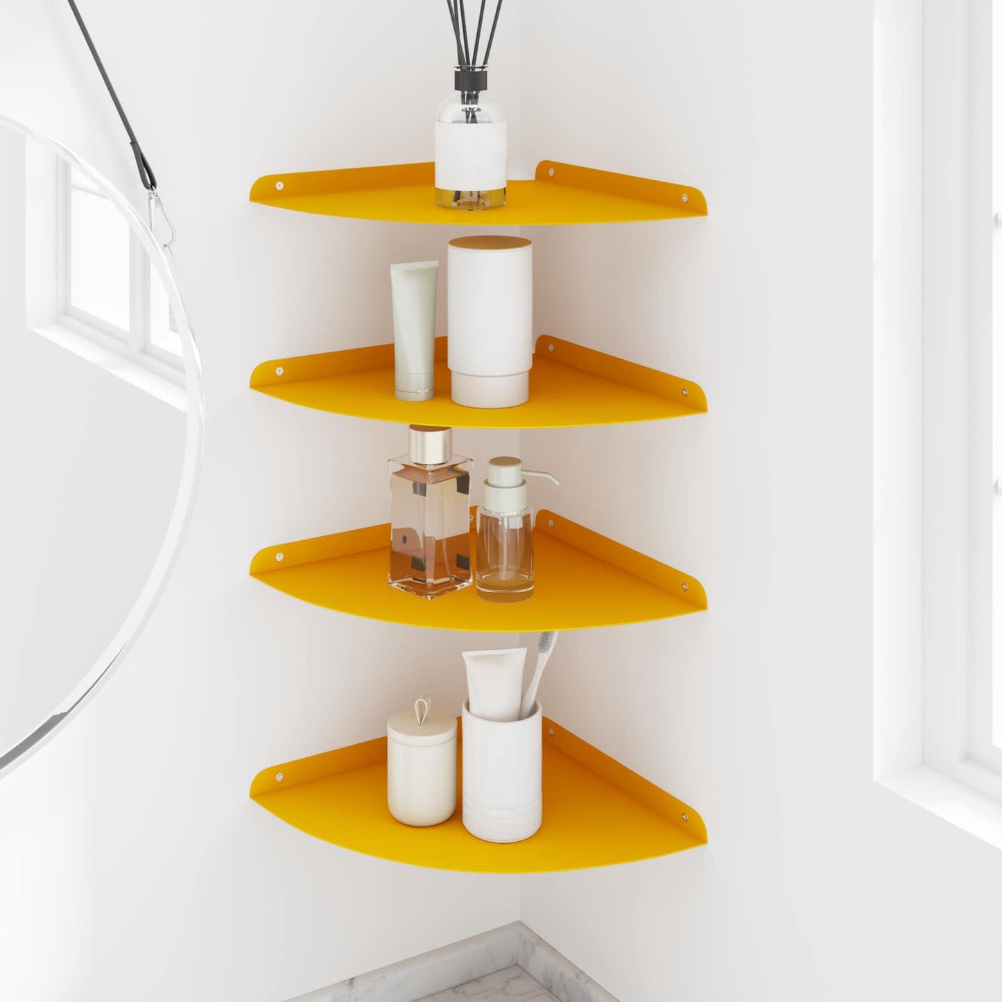 Floating Shelf with Shelf 4 pcs Mustard Yellow 30 x 30 x 2 cm
