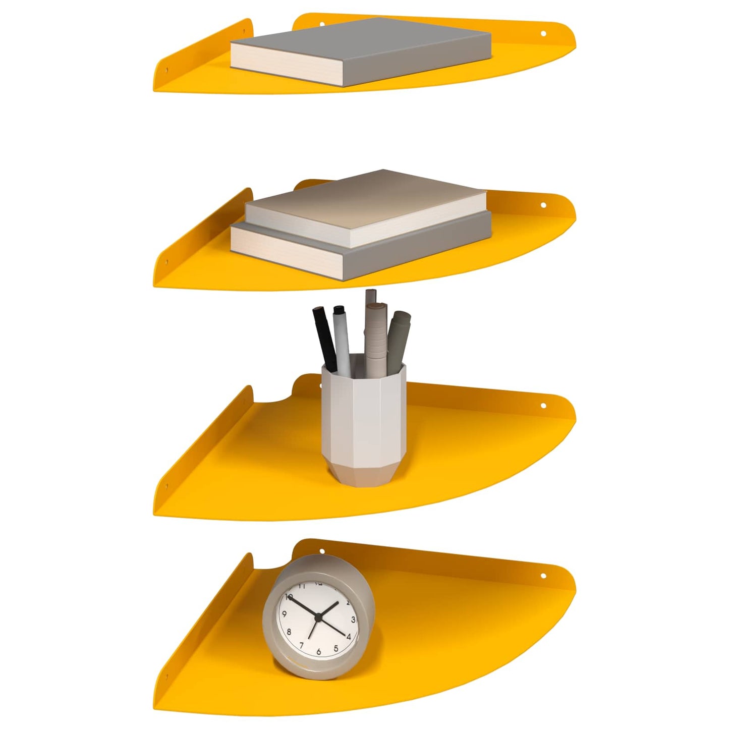 Floating Shelf with Shelf 4 pcs Mustard Yellow 30 x 30 x 2 cm
