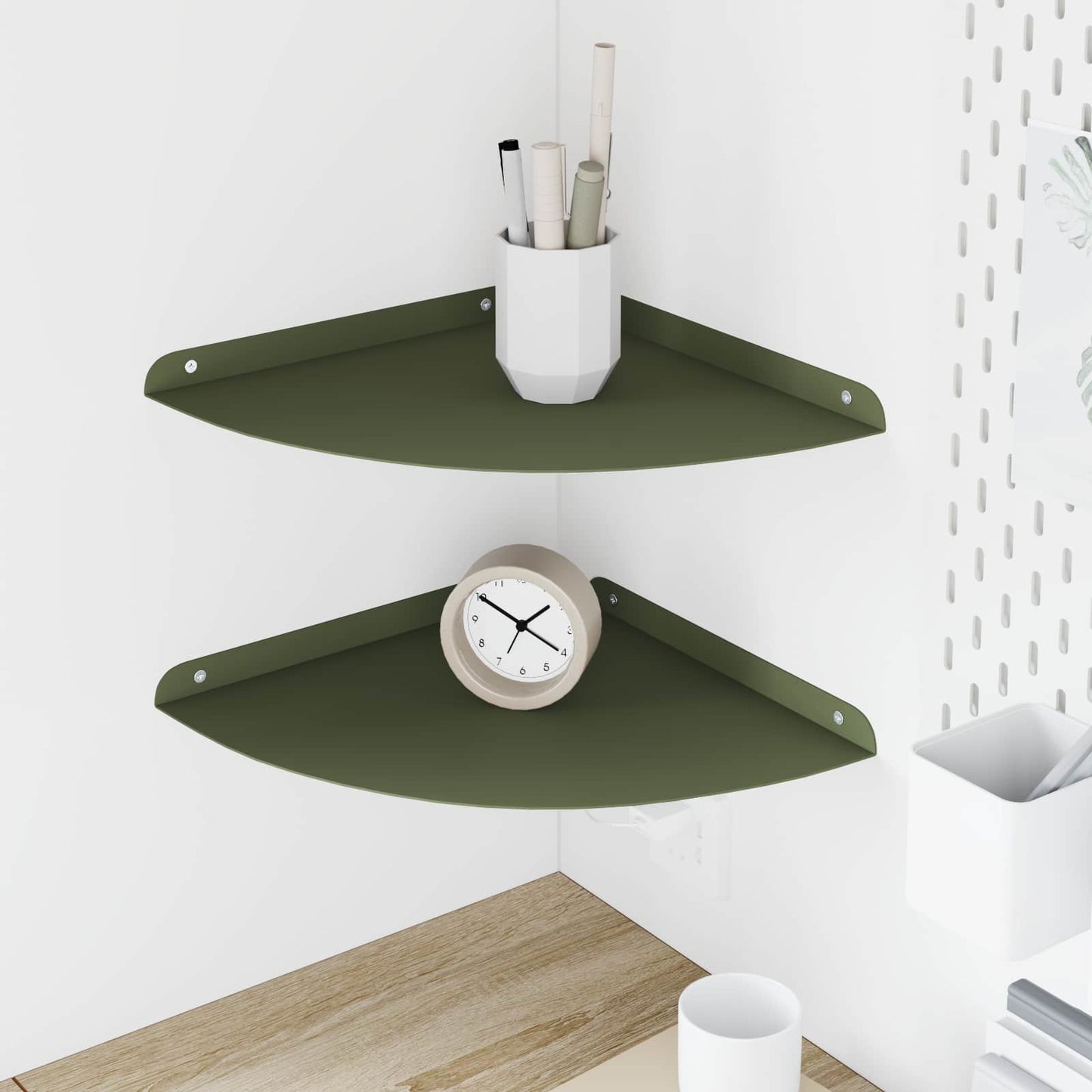 Floating Shelf with Shelf 2 pcs Olive Green 30 x 30 x 2 cm