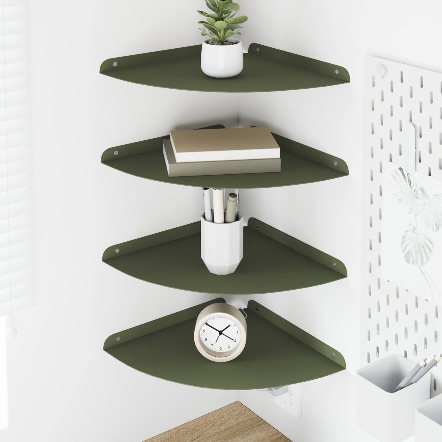 Floating Shelf with Shelf 4 pcs Olive green 30 x 30 x 2 cm