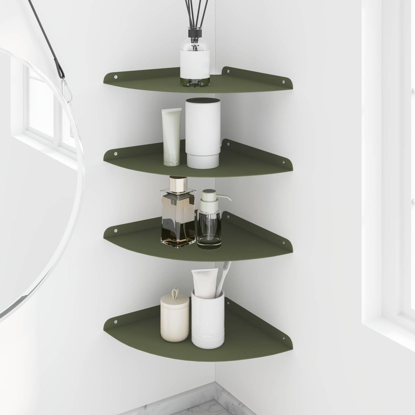 Floating Shelf with Shelf 4 pcs Olive green 30 x 30 x 2 cm