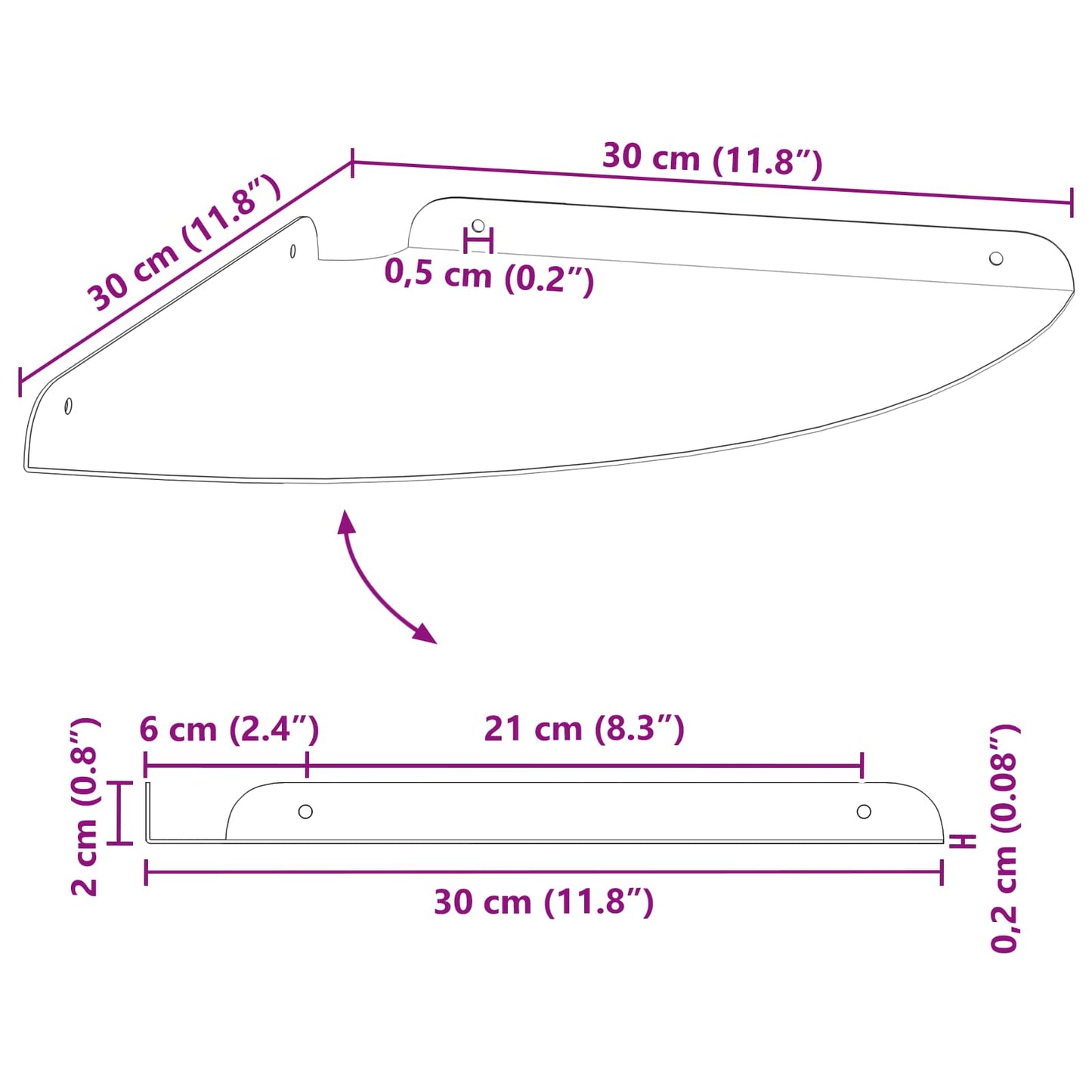 Floating Shelf with Shelf 4 pcs White 30 x 30 x 2 cm