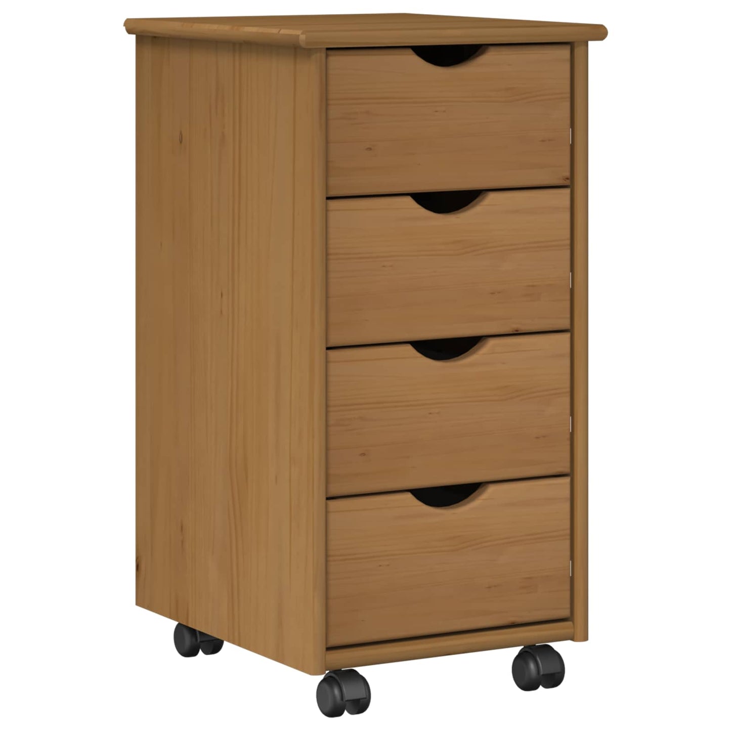Rolling Cabinet Honey Brown 34 x 39 x 65.5 cm Solid Pine Wood