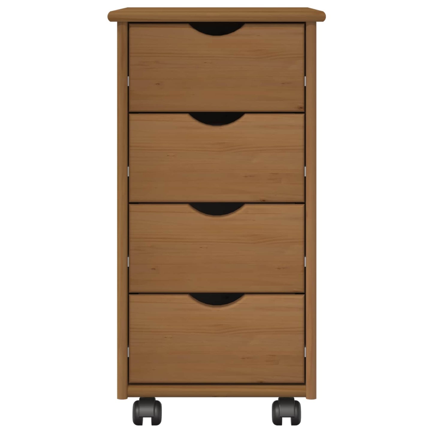 Rolling Cabinet Honey Brown 34 x 39 x 65.5 cm Solid Pine Wood