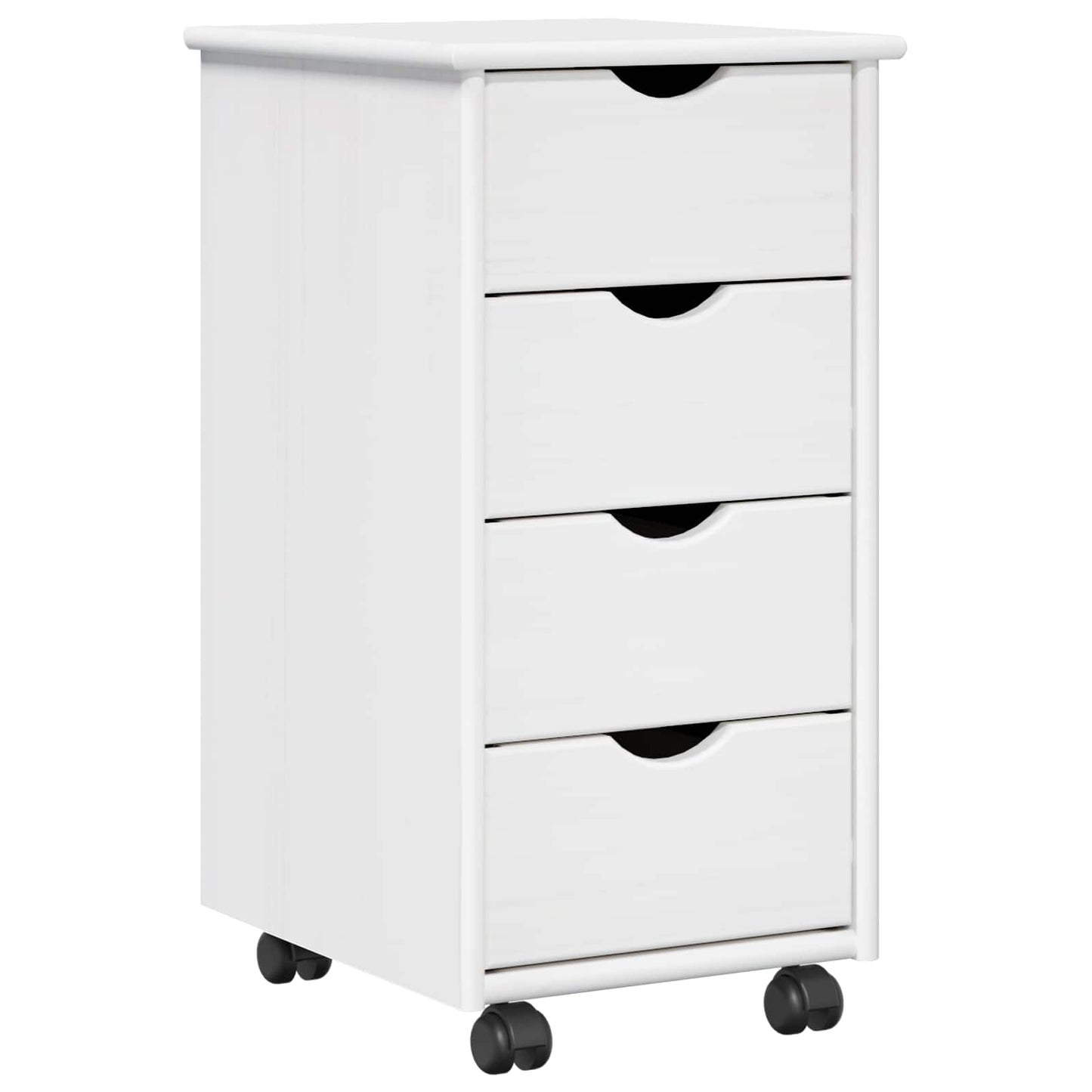 Rolling Cabinet White 34 x 39 x 65.5 cm Solid Pine Wood