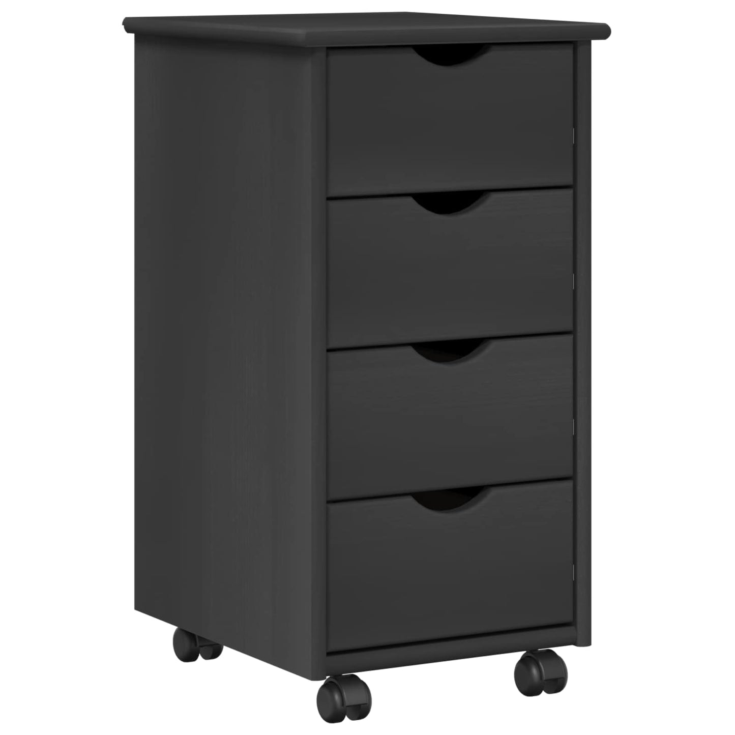 Rolling Cabinet Grey 34 x 39 x 65.5 cm Solid Pine Wood