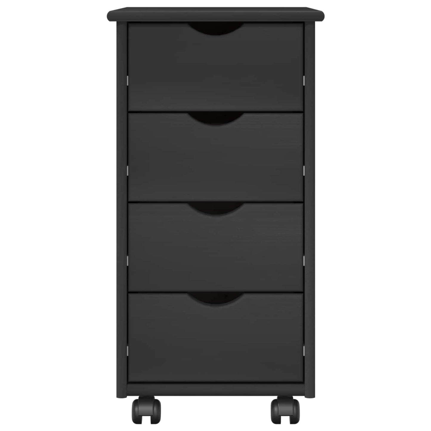 Rolling Cabinet Grey 34 x 39 x 65.5 cm Solid Pine Wood