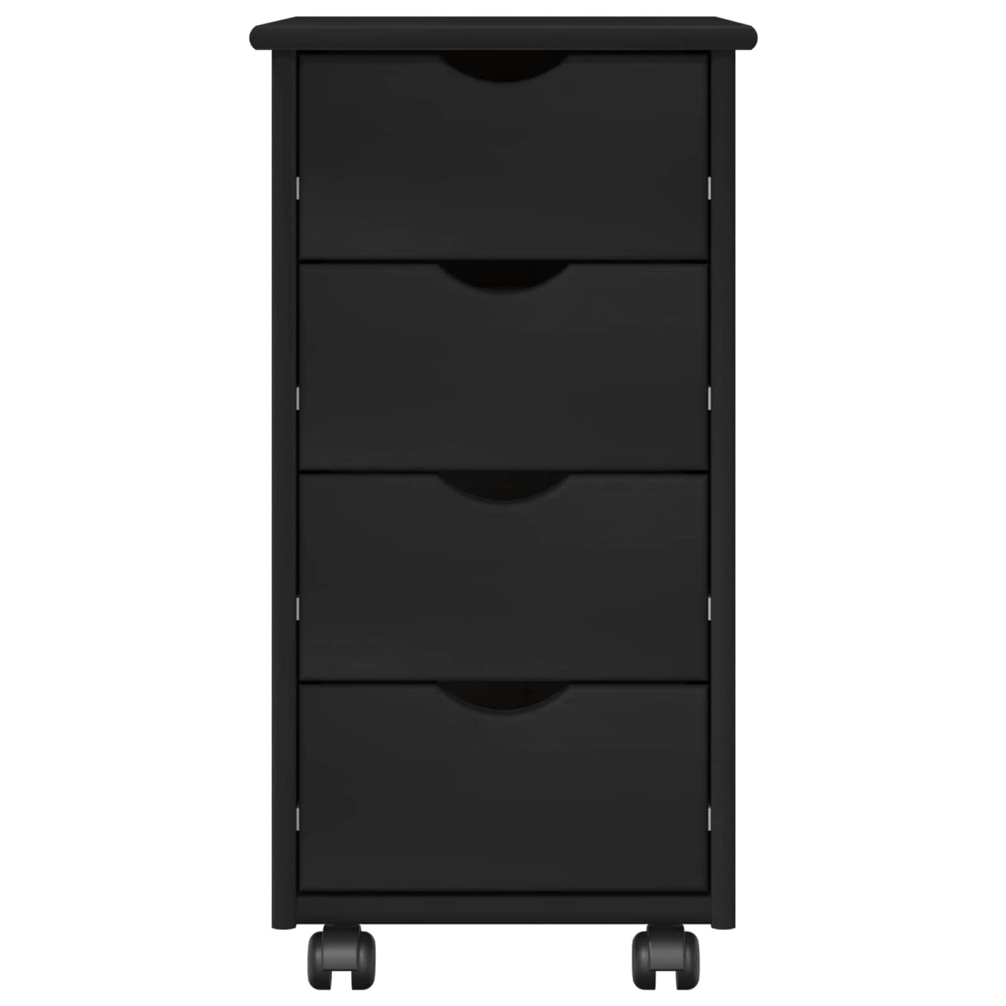 Rolling Cabinet Black 34 x 39 x 65.5 cm Solid Pine Wood