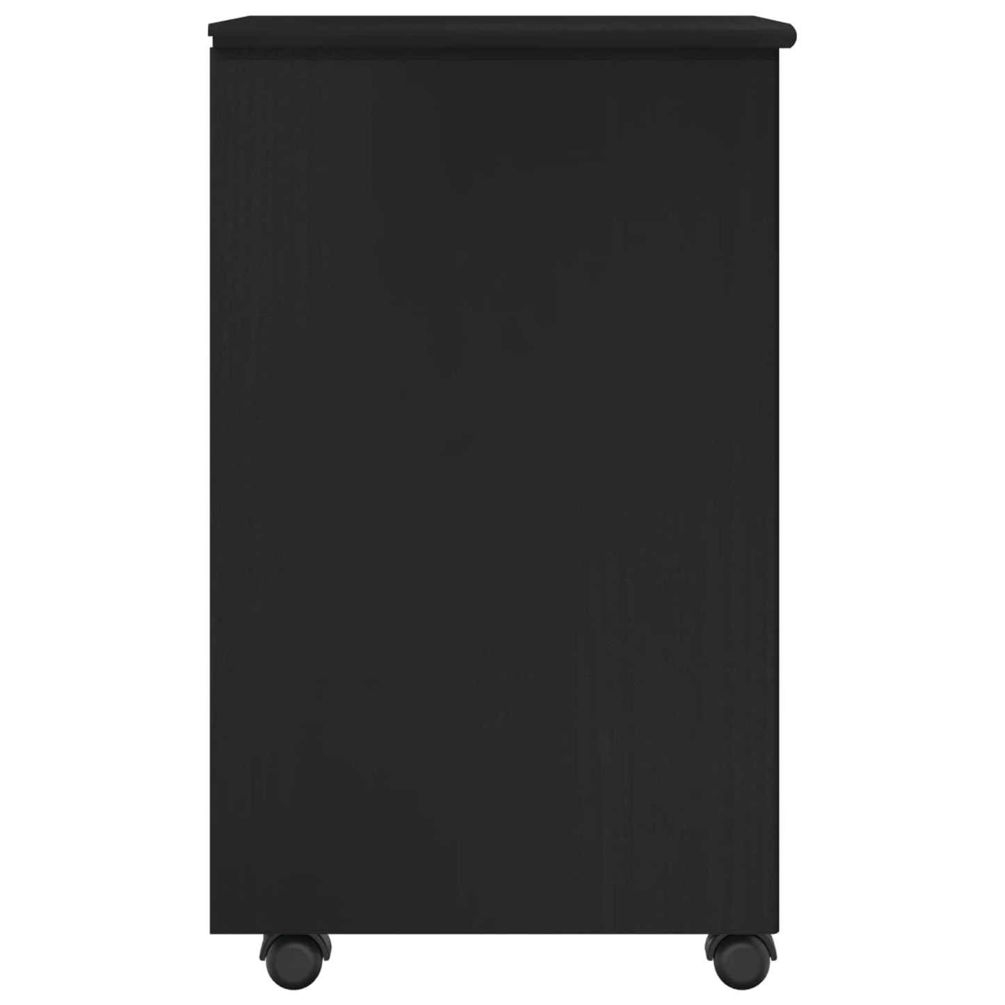 Rolling Cabinet Black 34 x 39 x 65.5 cm Solid Pine Wood