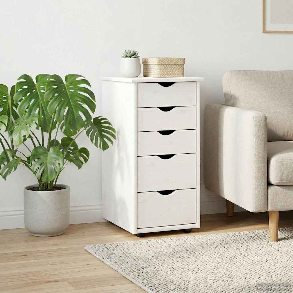 Cabinet White 34 x 39 x 61.5 cm Solid Pine Wood