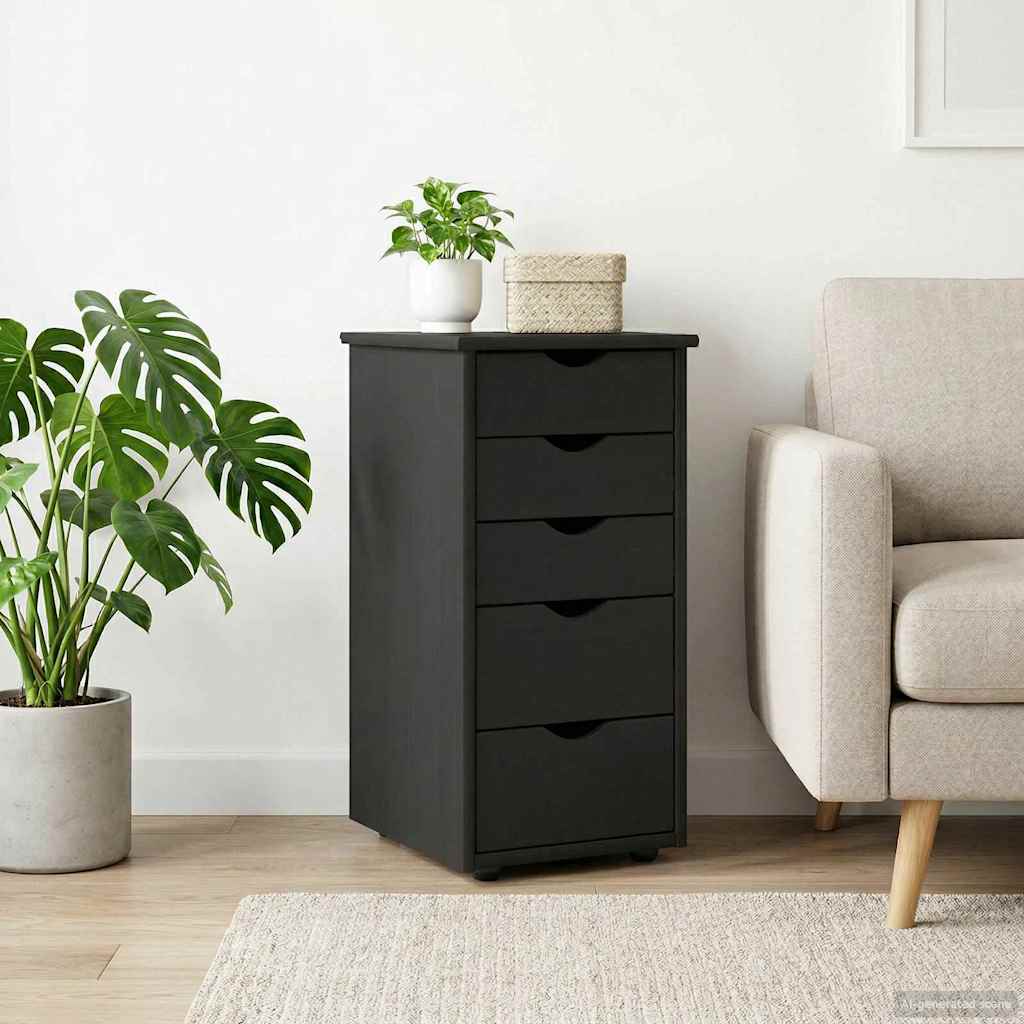 Cabinet Black 34 x 39 x 61.5 cm Solid Pine Wood