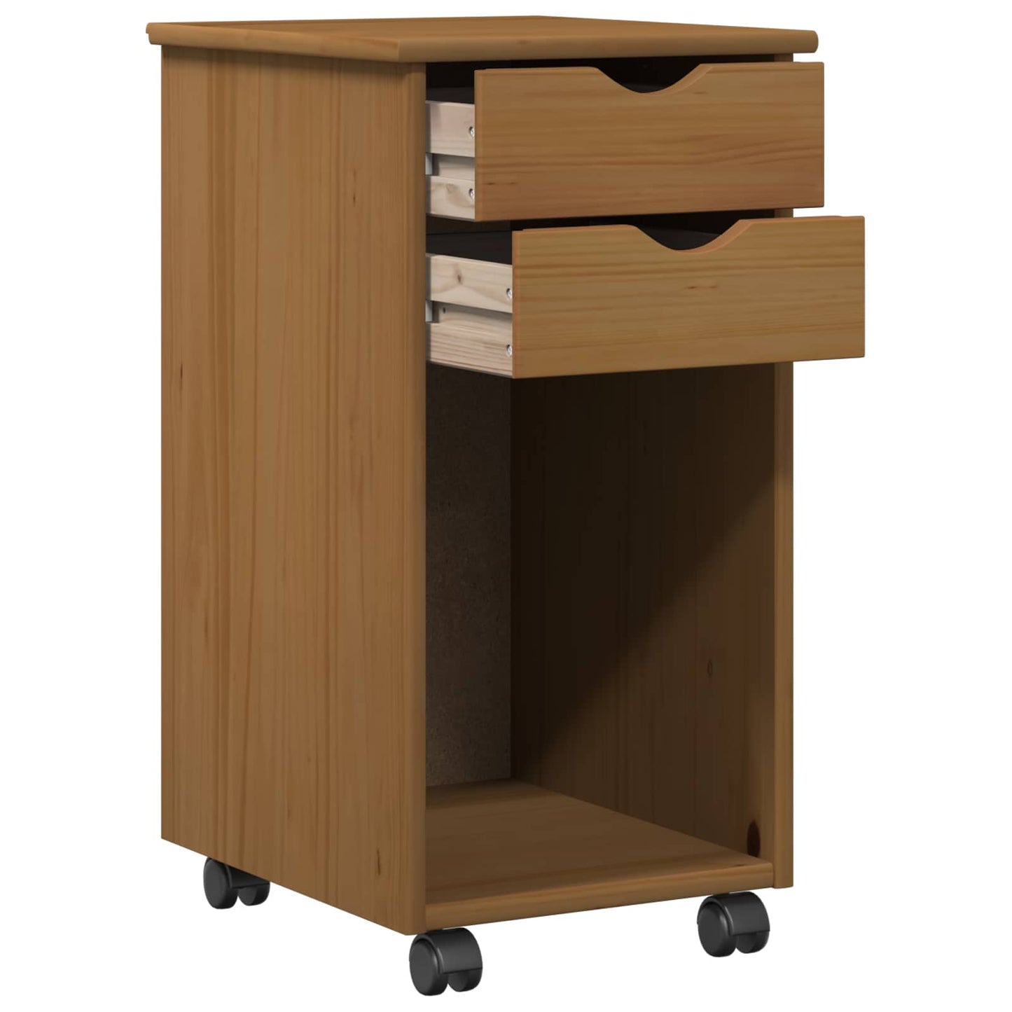 Rolling Cabinet Honey Brown 34 x 39 x 65.5 cm Solid Pine Wood