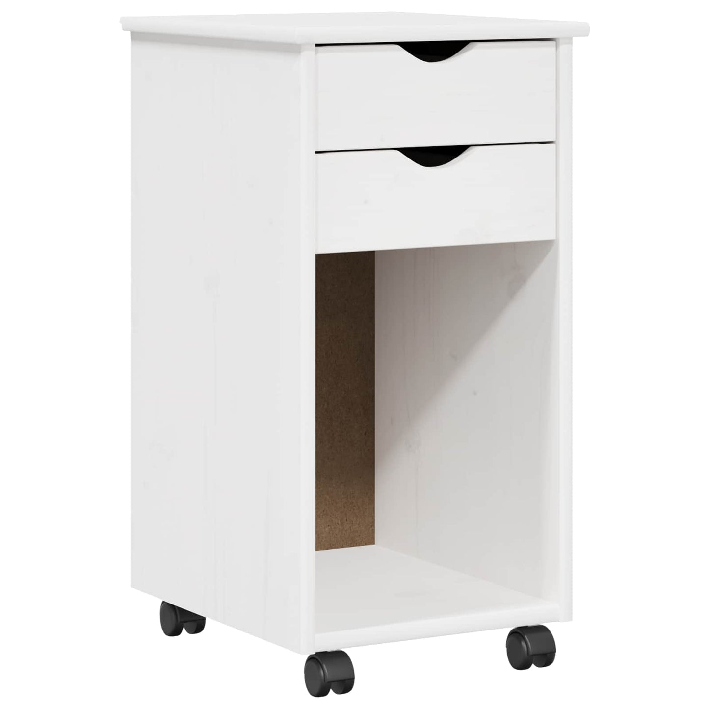 Rolling Cabinet White 34 x 39 x 65.5 cm Solid Pine Wood