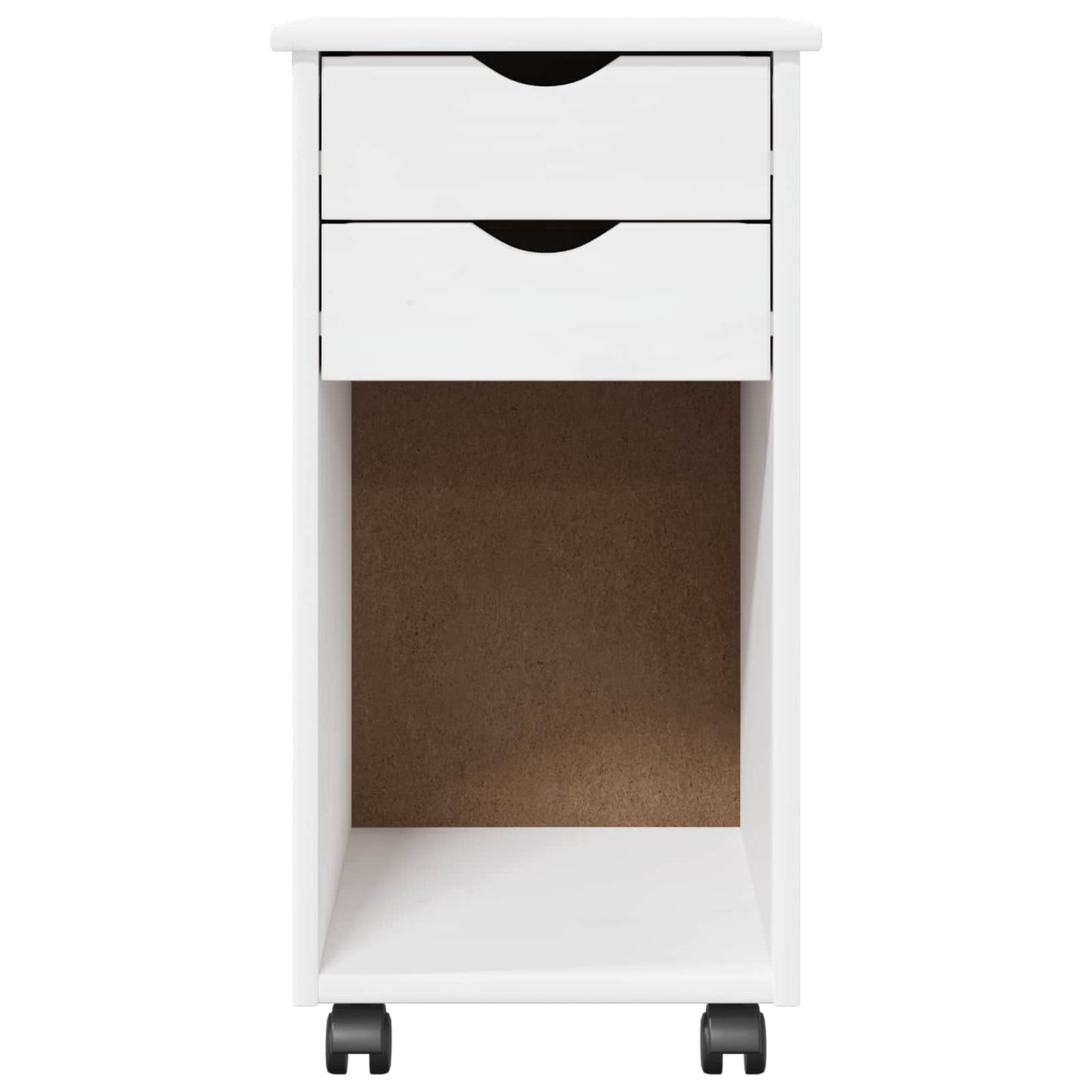 Rolling Cabinet White 34 x 39 x 65.5 cm Solid Pine Wood