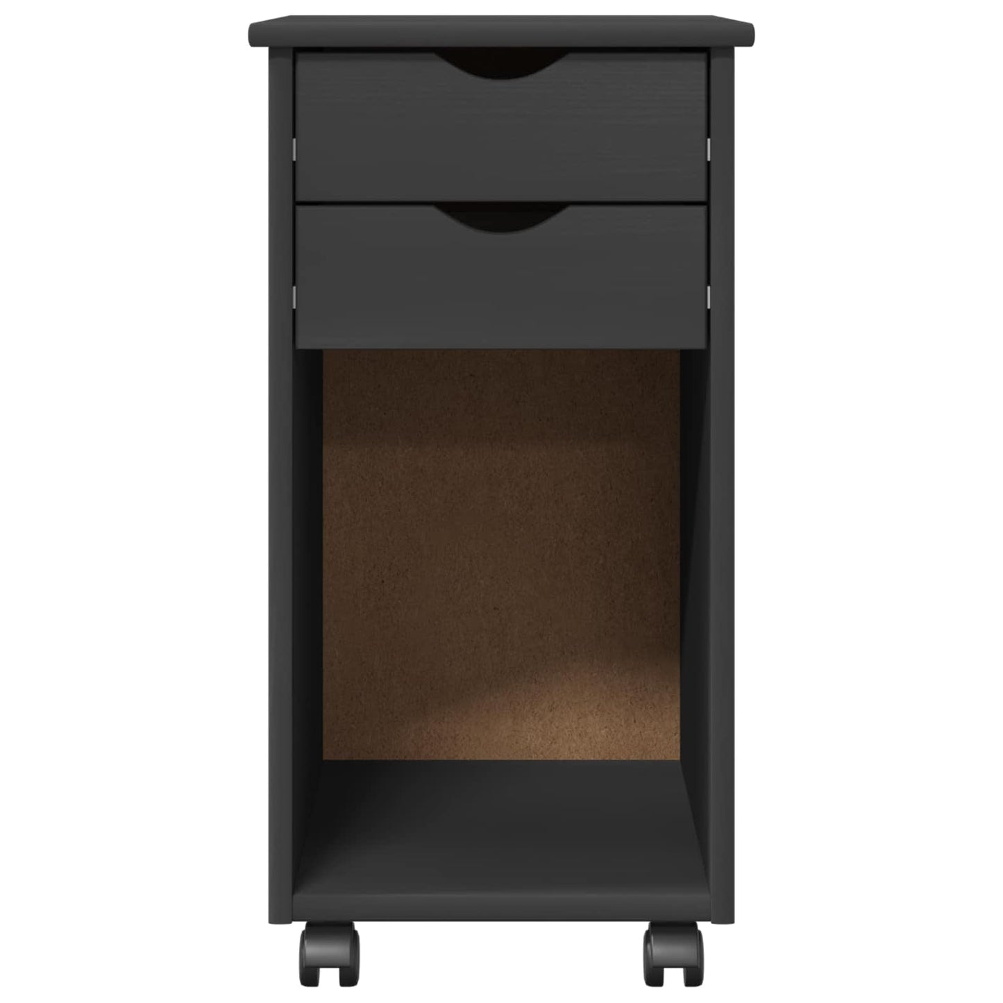 Rolling Cabinet Grey 34 x 39 x 65.5 cm Solid Pine Wood