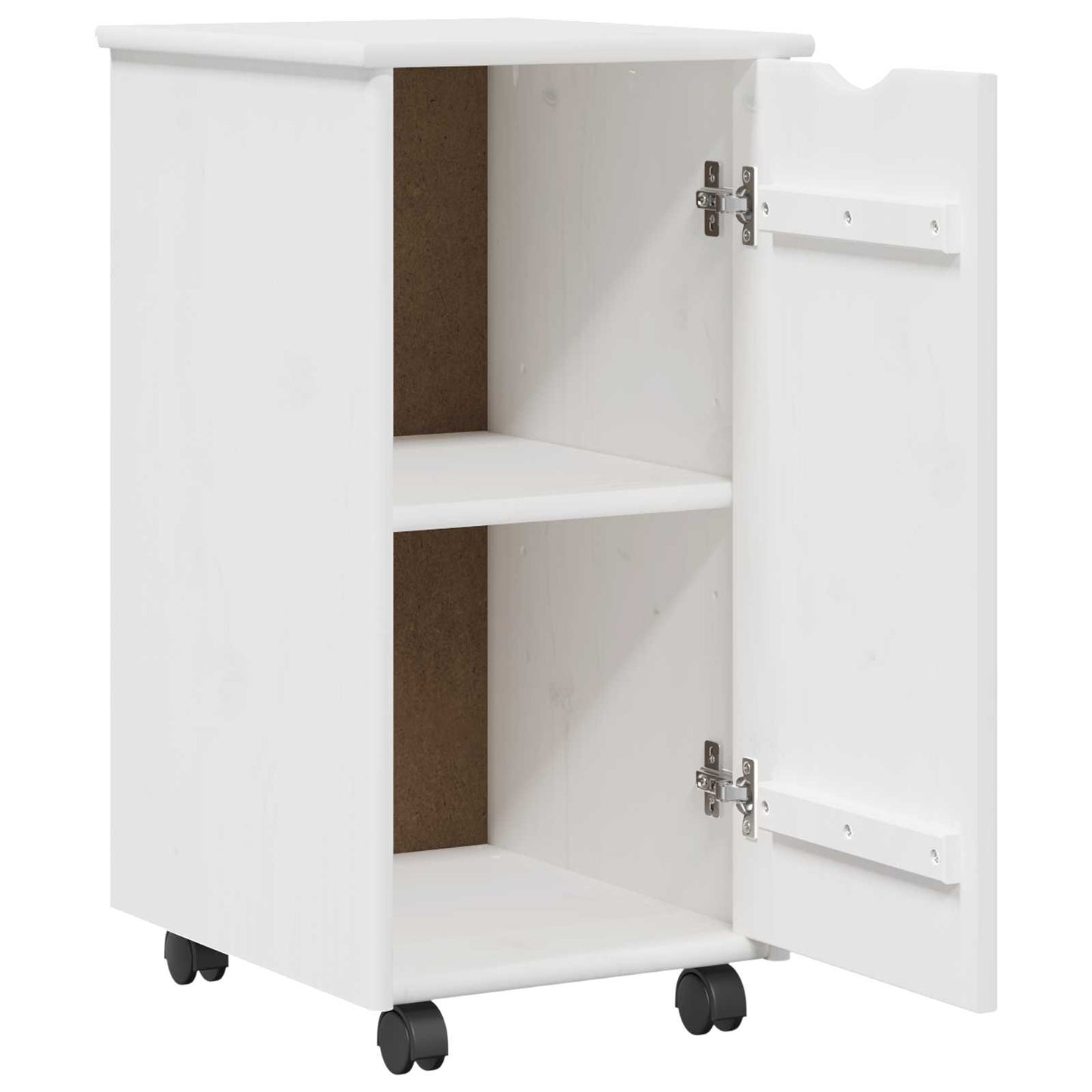 Rolling Cabinet White 34 x 39 x 65.5 cm Solid Pine Wood