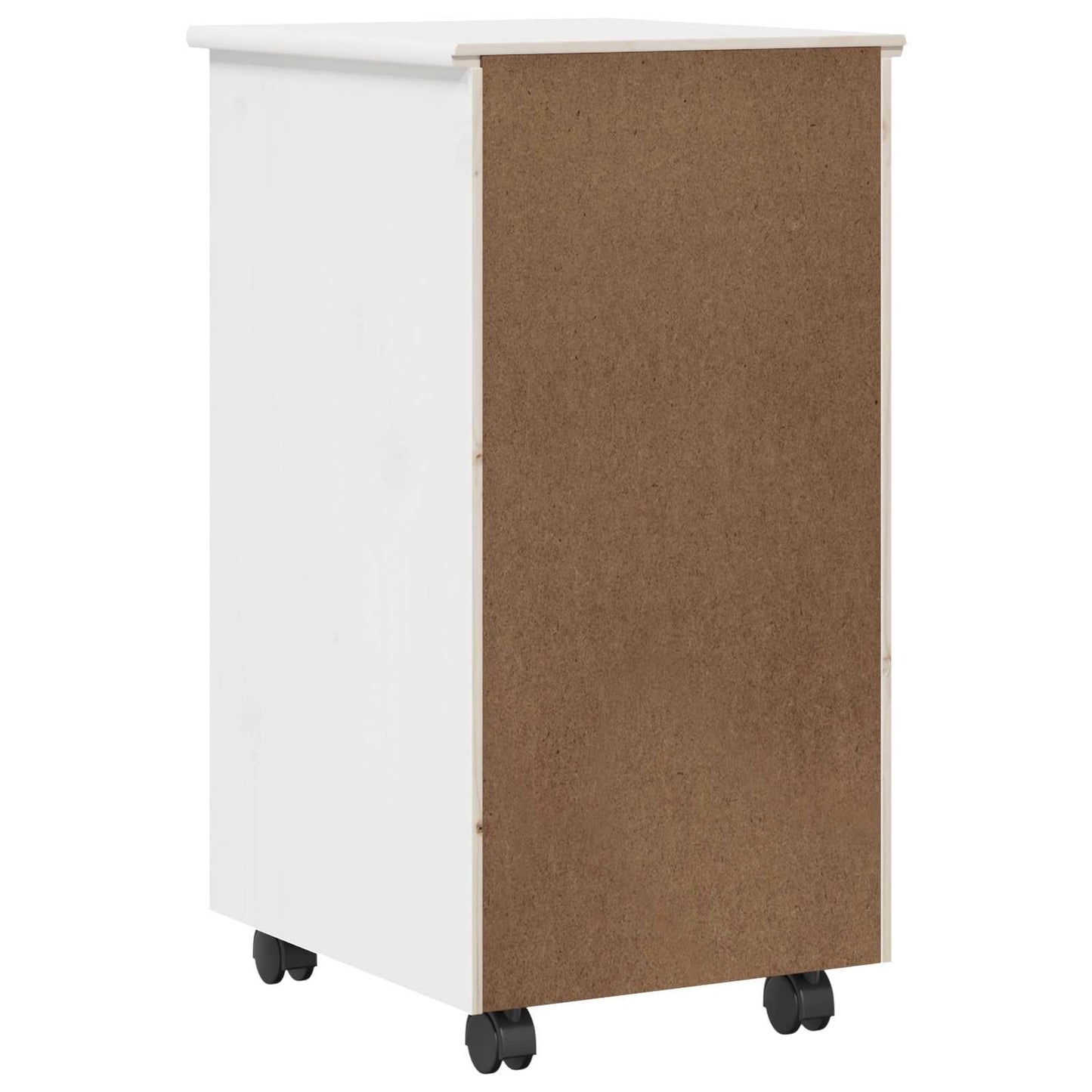 Rolling Cabinet White 34 x 39 x 65.5 cm Solid Pine Wood