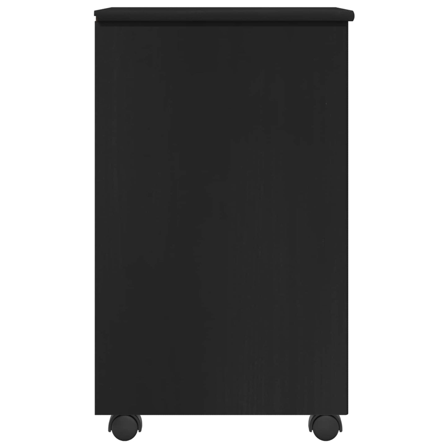 Rolling Cabinet Black 34 x 39 x 65.5 cm Solid Pine Wood