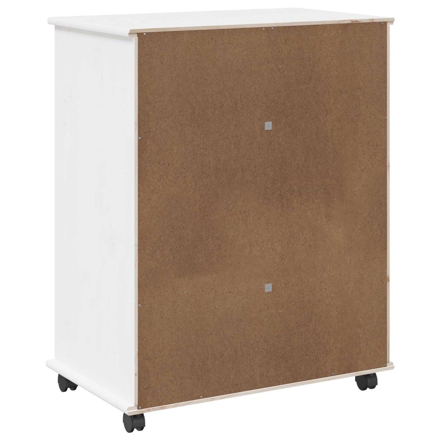 Rolling Cabinet White 63.5 x 39 x 79 cm Solid Pine Wood
