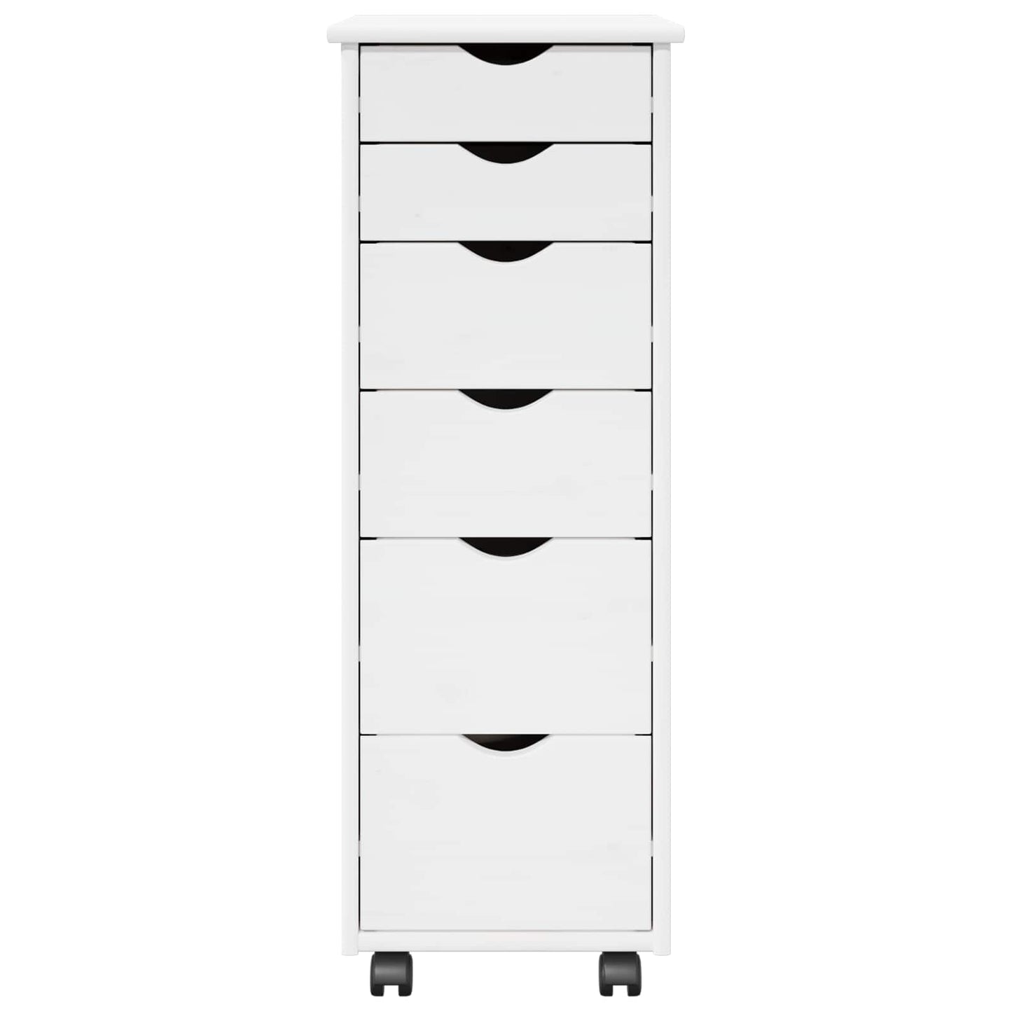 Rolling Cabinet White 34 x 39 x 93.5 cm Solid Pine Wood