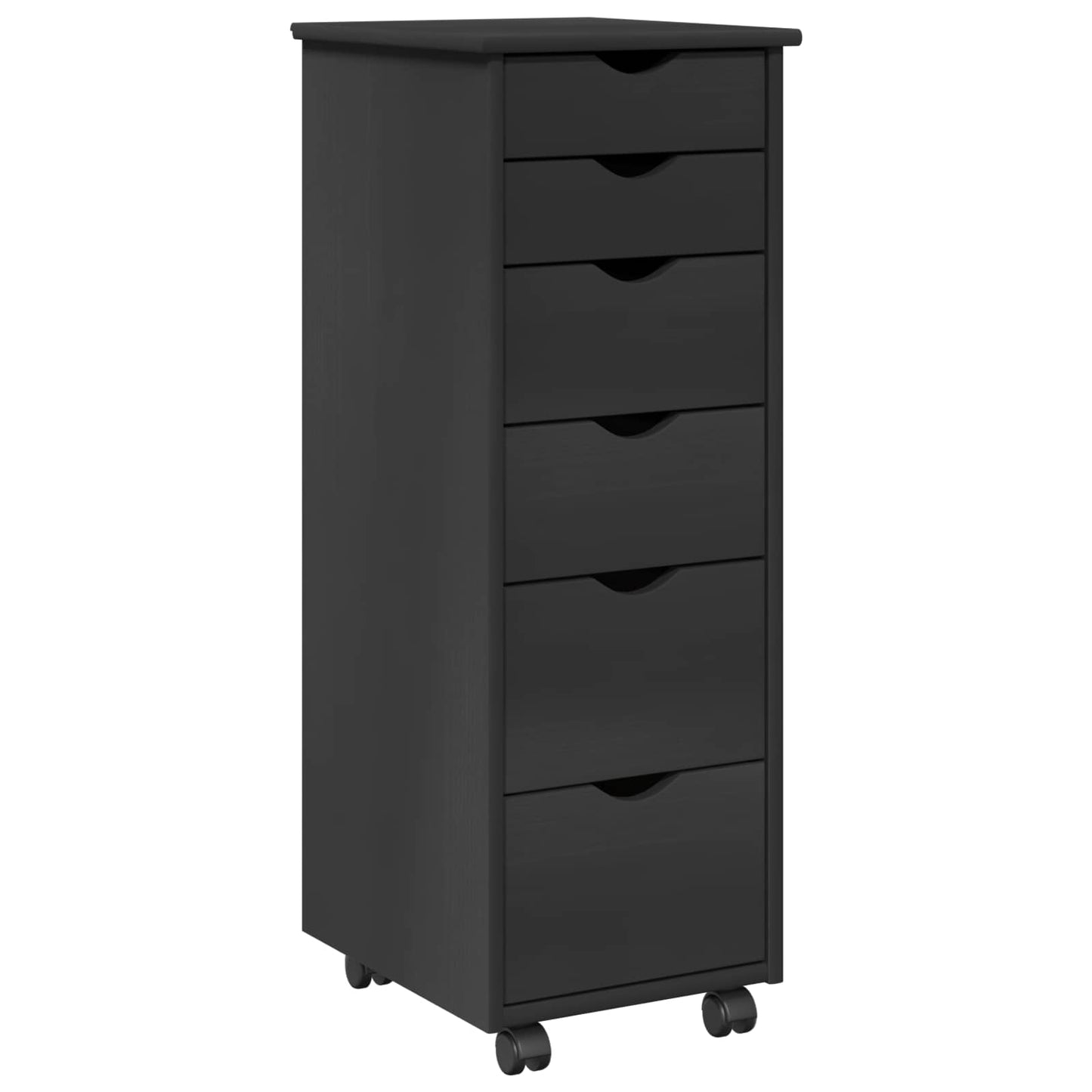 Rolling Cabinet Grey 34 x 39 x 93.5 cm Solid Pine Wood